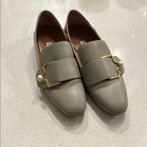 BALLY Maelle pearl embellishment loafers in grey